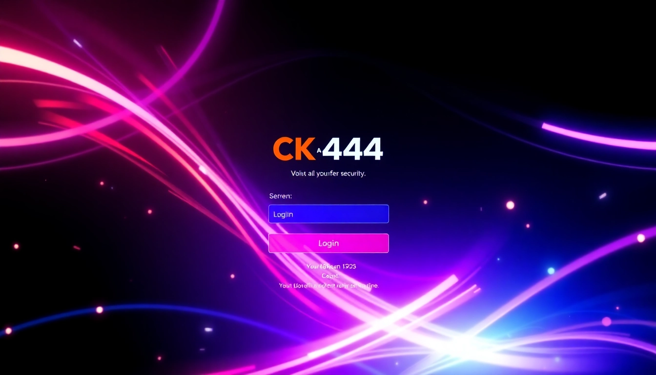 CK4444 login interface with sleek design, secure access, and vibrant visuals to entice users into the gaming platform.