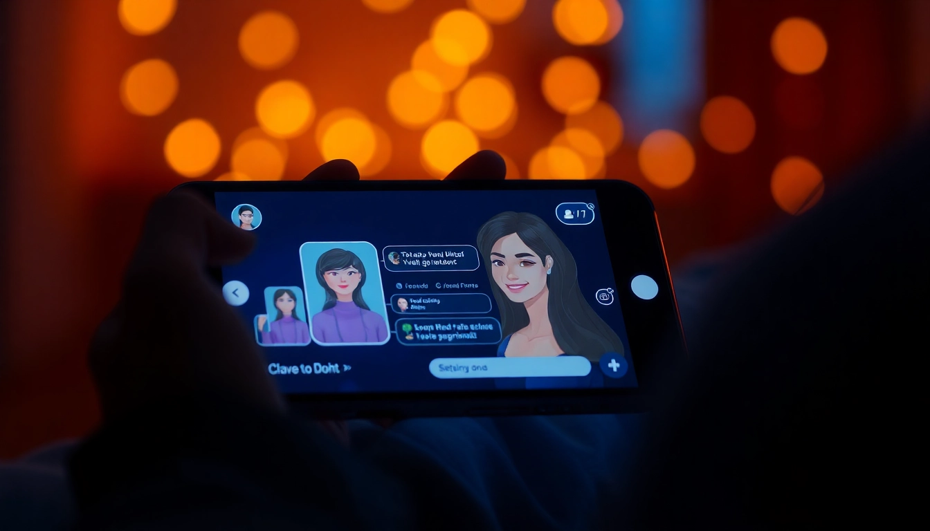 An engaging AI girlfriend app interface showcasing a customizable virtual partner engaging in a lively chat, highlighting personalization features.