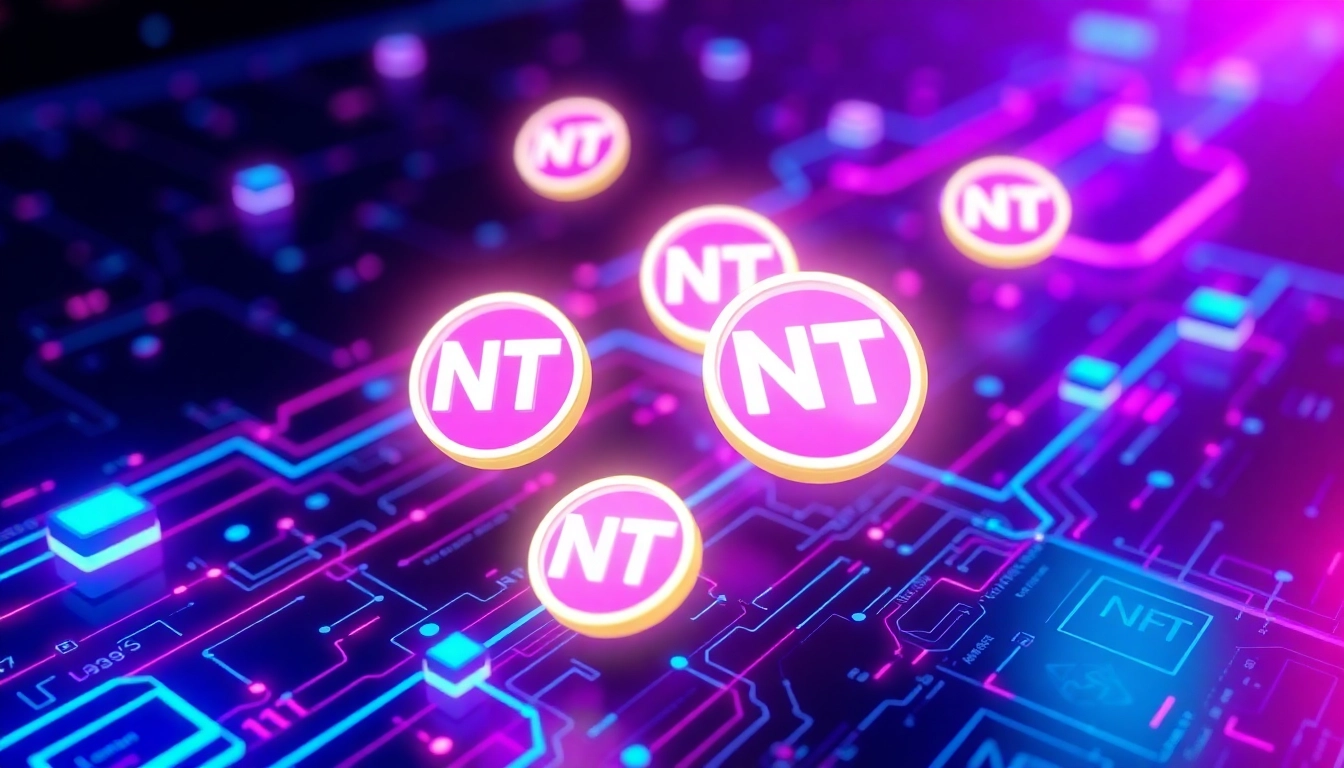 NFTs Latest News updates featuring digital art of NFTs on blockchain with vibrant neon colors